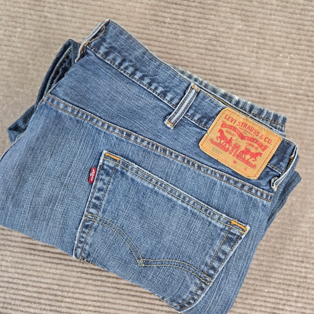 Levi's Mens W46 L29 Blue 550 Relaxed Fit Cotton Denim Jeans